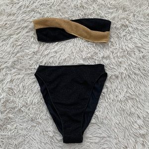 New oseree sporty bra 90’s bottom black gold lurex